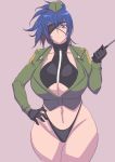  1girl blue_hair breasts eyepatch huge_breasts leona_heidern metal_owl_(aden12) solo the_king_of_fighters 