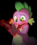  2017 alicorn_amulet black_background dragon friendship_is_magic green_eyes male mickeymonster my_little_pony simple_background slit_pupils solo spike_(mlp) 