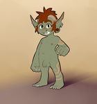  alternate_version_available anthro balls barefoot blush fist flaccid front_view furfit goblin humanoid looking_at_viewer male mohawk navel nipples notched_ear nude penis smile solo standing tribal uncut 