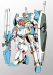  full_body gun gundam gundam_zz highres holding holding_weapon mecha mechanical mobile_suit shield teikoku_jokyoku weapon zz_gundam 