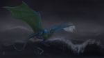  ambiguous_gender claws detailed_background dragon dsw7 feral membranous_wings outside raining solo storm water wings wyvern 