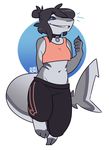  anthro clothed clothing collar female fish hair looking_at_viewer marine navel nepetacide shark smile solo teeth 