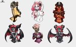  anthro breasts canine clothed clothing collar dragon female group horn hotbento hybrid hyena looking_at_viewer mammal mouse muscular mustelid nipples nude otter rodent sheori smile spiked_collar spikes wings 