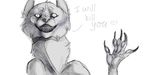  &lt;3 ambiguous_gender anthro canine claws daryabler english_text fur looking_at_viewer mammal monochrome sketch smile solo text 
