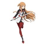  asuna_(sao) augma brown_eyes brown_hair floating_hair gloves holding holding_sword holding_weapon leg_up long_hair looking_at_viewer official_art pantyhose red_legwear simple_background solo standing standing_on_one_leg sword sword_art_online sword_art_online_the_movie:_ordinal_scale very_long_hair weapon white_background white_gloves 