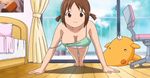  1girl animated animated_gif bounce bouncing_breasts breasts brown_hair cleavage downblouse exercise hinako_(issho_ni_training) issho_ni_training jiggle large_breasts no_bra off_shoulder push_up strap_slip tagme tank_top teenage training_with_hinako 