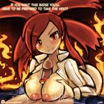  1girl asuna_(pokemon) breasts femdom gym_badge gym_leader lumineko paizuri pokemon pokemon_(game) pokemon_rse red_hair tagme translated 