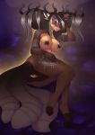  anthro antlers black_nipples black_pussy breasts butt cervine female hair hi_res hiddenwolf horn hybrid mammal nipples nude pussy smile solo thick_thighs 