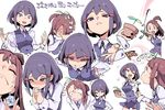  avery_(little_witch_academia) breasts brown_hair chris_(mario) closed_eyes covering_face crying embarrassed faceless fake_tears flower hair_ornament hairclip half-closed_eyes hand_on_hip hands_together kagari_atsuko laughing leaning_forward lily_of_the_valley little_witch_academia long_hair magic multiple_girls plant potted_plant purple_eyes purple_hair red_eyes school_uniform short_hair simple_background small_breasts smile smirk sweatdrop tears text_focus translation_request v vest white_background witch 