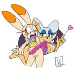  anthro bat big_breasts breasts cream_the_rabbit duo female lagomorph mammal omegazuel_(artist) pussy rabbit rouge_the_bat sonic_(series) 