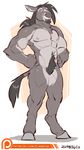  anthro donkey equine fur hair looking_at_viewer male mammal muscular nipples nude pubes smile solo standing zummeng 