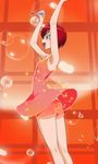  :d armpits arms_up dress haruyama_kazunori henshin kenjou_akira kirakira_precure_a_la_mode open_mouth precure profile red_dress red_eyes red_hair red_shorts short_hair shorts smile solo transformation 