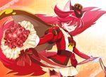  animal_ears artist_name bouquet brown_cape cape choker cure_chocolat dog_ears dog_tail earrings extra_ears flower gloves hat jewelry kenjou_akira kirakira_precure_a_la_mode magical_girl precure red_eyes red_hair rose short_hair tail tsujiori white_gloves 