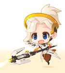  animated animated_gif blinking blonde_hair blue_eyes chibi floating gameplay_mechanics gradient gradient_background mechanical_halo mercy_(overwatch) open_mouth overwatch ran_system solo speech_bubble staff tears 