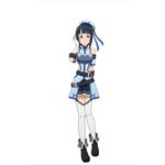  ankle_boots arm_behind_back belt black_eyes black_footwear black_hair blue_hat blue_ribbon blue_skirt boots fingerless_gloves full_body gloves hair_ribbon hat looking_at_viewer mole mole_under_eye official_art pleated_skirt ribbon sachi_(sao) sidelocks simple_background skirt solo standing sword_art_online thighhighs white_background white_gloves white_legwear 