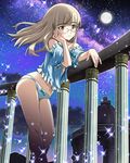  adjusting_hair artist_request balcony blonde_hair blue_bow blue_camisole blue_panties blue_shirt bow bow_panties camisole full_moon glasses leaning_forward long_hair moon night night_sky no_pants official_art panties perrine_h_clostermann shirt sky smile solo star_(sky) strike_witches underwear underwear_only wind world_witches_series yellow_eyes 