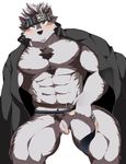  abs anthro areola balls barazoku belt biceps blush body_hair canine chest_hair clothing coat fur hair headband headgear horkeukamui loincloth looking_at_viewer male mammal manly muscular nipples pecs penis presenting presenting_penis pubes solo spread_legs spreading standing thick_thighs tokyo_afterschool_summoners uncut unknown_artist wolf 