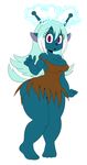  ? alien antennae barefoot big_breasts blue_body blue_hair blush bottomless breasts cleavage clothed clothing electricity emoji_(race) eyelashes female hair nipple_bulge open_mouth purple_eyes samurai_jack simple_background solo sssonic2 thick_thighs white_background wide_hips 