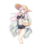  bag bikini black_bikini blue_eyes blush breasts cleavage halter_top halterneck handbag hat large_breasts long_hair long_sleeves monaca_burlone official_art scrunchie sheska_xue smile solo sun_hat swimsuit transparent_background uchi_no_hime-sama_ga_ichiban_kawaii white_hair wrist_scrunchie 