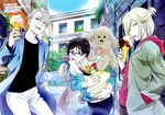  :p bag black_hair blonde_hair blue-framed_eyewear blue_eyes bottle brown_eyes building coat dog feeding food glasses green_eyes groceries half_updo hand_in_pocket hood hoodie ice_cream ice_cream_cone katsuki_yuuri licking maezawa_hiromi magazine_request makkachin male_focus multiple_boys official_art open_mouth pavement scan silver_hair smile third-party_source tomato tongue tongue_out vegetable viktor_nikiforov wine_bottle yuri!!!_on_ice yuri_plisetsky 