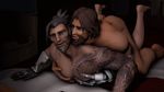 2boys anal animated animated_gif ass bara barefoot beard facial_hair hanzo_(overwatch) happy_sex male_focus mccree_(overwatch) multiple_boys muscle nude overwatch penetration sex source_filmmaker tattoo thrusting yaoi 