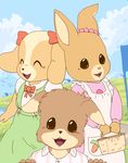  basket beady_eyes bear bobby_(maple_town) brown_fur buckteeth canine cute dog eyes_closed female fur group lagomorph long_ears looking_at_viewer male mammal maple_town patty_(maple_town) rabbit rolly_(maple_town) smile teeth unknown_artist 