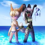  ariyah armpits beach bikini bra canine clothed clothing dog enya feline lynx mammal seaside sunny swimsuit topless underwear unknown_artist water 