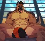  2017 abs anthro belly biceps big_biceps big_muscles black_nose black_skin black_tail brown_skin brown_tail bulge canine clothed clothing dog duo front_view german_shepherd grey_skin huge_muscles larger_male looking_at_another looking_at_partner looking_down looking_up male male/male mammal multicolored_skin multicolored_tail muscular muscular_male nipples nude open_mouth orange_eyes pecs police pose simple_background sitting size_difference smaller_male spread_legs spreading standing sweat tan_skin tan_tail taoren teeth thong tongue tongue_out topless underwear 
