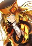  blonde_hair blue_eyes chin_rest elbow_gloves fingerless_gloves gloves guilty_gear guilty_gear_xrd hat highres long_hair millia_rage nishiide_kengorou pantyhose sketch solo 