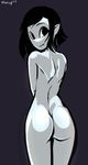  2017 adventure_time ambiguous_gender black_hair butt cartoon_network cute_fangs girly grey_skin hair looking_back marceline mimicp not_furry nude pointy_ears short_hair simple_background smile solo vampire 