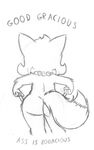  anthro big_butt bittersweet_candy_bowl butt cat daisy_(bcb) english_text epilepticgerbil feline female fur jewelry mammal necklace nude simple_background sketch solo teenager text webcomic wide_hips young 