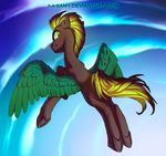  blonde_hair equine fan_character feathered_wings feathers green_feathers hair ka-samy male mammal my_little_pony pegasus sile smile underhoof wings yellow_eyes 
