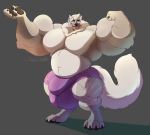  anthro canine clothed clothing flexing huge_bulge looking_at_viewer male mammal musclechub muscular muscular_male open_mouth siriusdog smile solo standing topless 