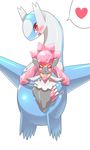  &lt;3 ambiguous_gender blush diancie ecru_(artist) latios legendary_pok&eacute;mon looking_at_viewer nintendo pok&eacute;mon red_eyes simple_background size_difference video_games white_background 