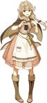  apron blonde_hair blush boots braid brown_eyes brown_footwear cape effie_(fire_emblem) fire_emblem fire_emblem_echoes:_mou_hitori_no_eiyuuou full_body hidari_(left_side) knee_boots long_hair official_art open_mouth solo transparent_background twin_braids 