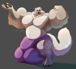  anthro bulge canine clothed clothing flexing hyper hyper_bulge looking_at_viewer male mammal musclechub muscular muscular_male open_mouth siriusdog smile solo standing topless 