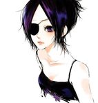  artist_request bare_shoulders chrome_dokuro collarbone eyelashes eyepatch katekyo_hitman_reborn! looking_at_viewer nightgown parted_lips purple_eyes purple_hair red_lips short_hair simple_background solo source_request spaghetti_strap upper_body white_background 