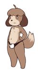  animal_crossing anthro bulge canine clothed clothing digby_(animal_crossing) dog flat_colors hand_on_hip male mammal navel nintendo solo somnamg thick_thighs topless video_games 