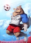  anthro canine clothed clothing cloud eyewear glasses male mammal muscular open_mouth primodrago smile solo zabivaka 