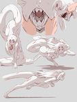  ad-6-0001a alien barefoot digitigrade grey_background hushabye long_hair long_tail long_tongue monster_girl nude open_mouth pointy_ears project_a.d.a. red_eyes running sharp_teeth simple_background solo_focus tail teeth tongue tongue_out white_hair white_skin 
