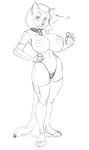  anthro armpits big_breasts breasts clothed clothing collar daigo feline female looking_at_viewer mammal monochrome nipples panties rubber sketch smile solo standing underwear 