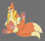  2_tails animal_genitalia balls erection feral floatzel grey_background looking_at_viewer male mammal multi_tail mustelid nintendo pawpads paws penis pok&eacute;mon precum semi-anthro sheath simple_background solo spread_legs spreading video_games x03 