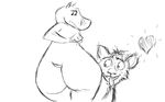  &lt;3 4_fingers anthro barefoot big_butt butt dreamworks duo eyelashes female fossa gloria_(madagascar) hippopotamus looking_aside madagascar mammal nude overweight pencil_(artwork) side_view simple_background smile standing tongue tongue_out toony traditional_media_(artwork) white_background 