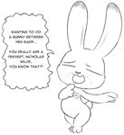  anthro badge black_and_white dialogue disney english_text female judy_hopps lagomorph mammal monochrome nude open_mouth parody rabbit rawrunes speech_bubble text unseen_character zootopia 