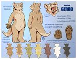  2017 anthro butt carnivore fur geroo kyoht male mammal nude open_mouth paws plantigrade rick_griffin solo species_sheet standing tan_fur traditional_media_(artwork) 