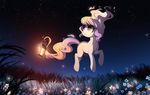  fan_character female feral grass hair hooves lantern my_little_pony night outside red_eyes ruhje sky smile solo star starry_sky 