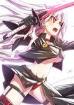  breasts choker cinderella_(mary_skelter) large_breasts mary_skelter midriff mizunashi_(second_run) navel red_eyes solo sword underboob weapon white_hair 