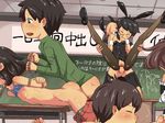  3boys 3girls animal_ears arms_behind_back ass black_hair black_necktie blush bondage bra bra_lift breasts bunny_leotard ceiling chalkboard classroom clothed_sex eyes_closed fake_animal_ears flat_chest held_up hetero holding imuneko indoors leotard long_sleeves multiple_boys multiple_girls navel necktie nipples open_mouth orgy original pants_down penis print_bra profile pussy reverse_suspended_congress rope saliva sex shiny shiny_skin small_breasts star_print stilettos sweat testicles tie torn_clothes translation_request underwear vaginal 