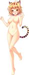  absurdres ahoge animal_ears barefoot blonde_hair blush boku_to_koi_suru_ponkotsu_akuma. breasts cat_ears cat_tail chestnut_mouth eyebrows_visible_through_hair full_body hair_intakes hairband highres medium_breasts navel nipples no_pussy nude official_art open_mouth sayori shibasaki_rin short_hair slit_pupils solo standing tail tiger_ears tiger_tail transparent_background yellow_eyes 