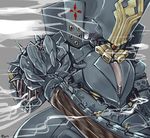  1boy armor cane charles_babbage_(fate/grand_order) fate/grand_order fate_(series) gauntlets grey_background mecha power_armor steam 